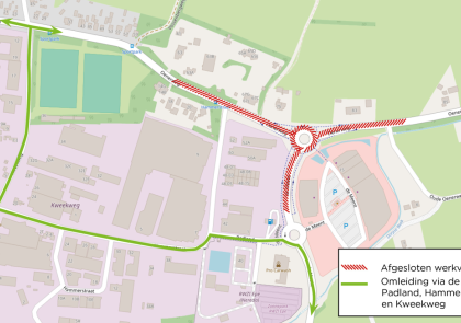 Omleidingsroute werkzaamheden Oenerweg en de Meent